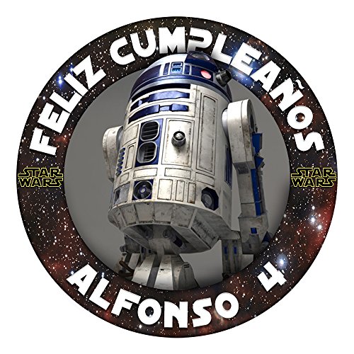 OBLEA de Papel de azúcar Personalizada, 19 cm, diseño de Star Wars R2-D2