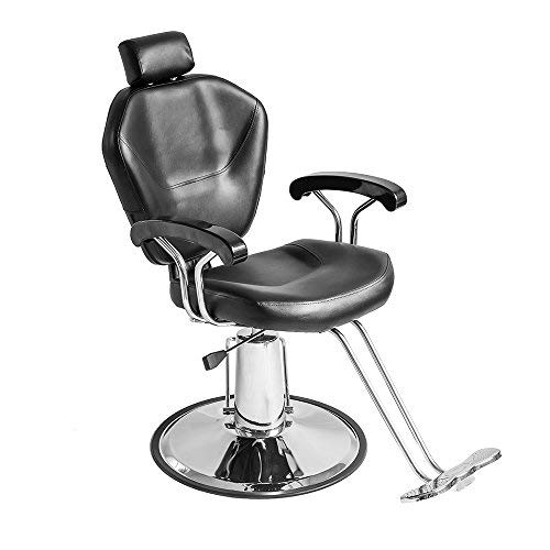 PanaCasa - Sillón Peluquería Barbería Maquillaje Tapizado PU Giratorio 360 grados Ajustable Color Negro Hidráulica