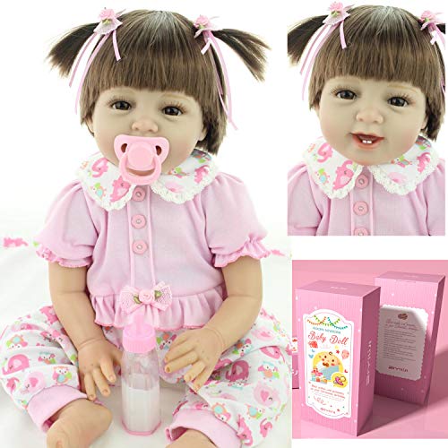 Reborn Baby Doll Realista Toddlers Renacer Muñecos bebé Vinilo de Silicona Suave Babies Niña Rosa Ropa Boca magnética Niños Juguetes 22 Pulgadas 55 cm