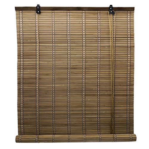 Solagua 6 Modelos 14 Medidas de estores de bambú Cortina de Madera persiana Enrollable (90 x 175 cm, Marrón)