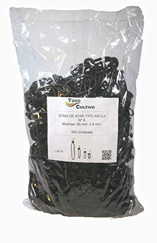 Todo cultivo Goma Ancla Elastica nº 8 para entutorar. 300 Unidades. Caucho EPDM (máxima Elasticidad y duración)