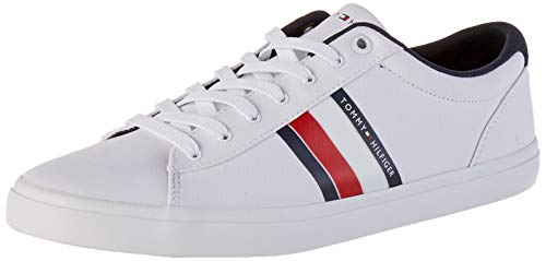 Tommy Hilfiger Essential Stripes Detail Sneaker, Zapatillas para Hombre, Blanco (White Ybs), 43 EU