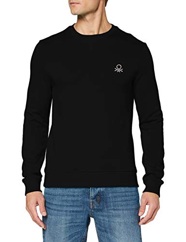 United Colors of Benetton Felpa Girocollo Sudadera, Negro (Nero 100), Large para Hombre