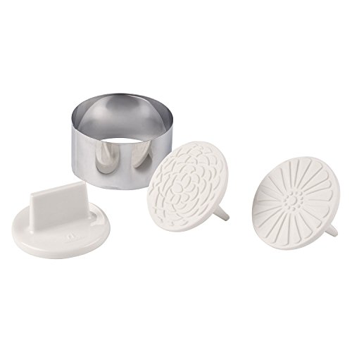 Villeroy & Boch Clever Baking Sello para galletas con cortapastas, Set de 4 piezas, 7 cm, Porcelana Premium, Blanco