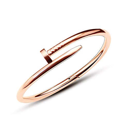 WLONLINE Pulsera de Moda para Mujer Pulsera de Acero para Boda Pulsera de Amor para Mujer Pulsera con Brazalete Brazalete para Regalo Regalo de San Valentín (Oro Rosa)