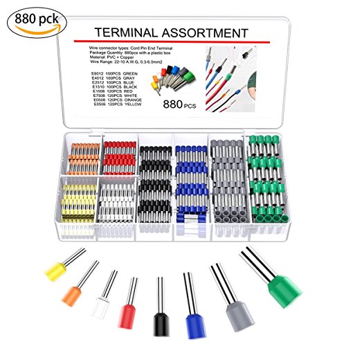 YoungRich Conectores Terminales Electricos Cable Kit con 8 Colores Crimpadora de Terminales con 880pcs Terminales Juego Aislante Casquillos