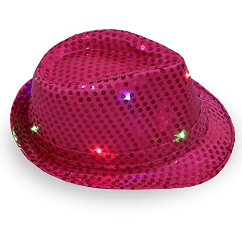 zhuao Sombrero Suave De Lentejuelas Luminosas LED, Sombrero De Baile De Jazz De rol De Fiesta, Sombrero De Fiesta para Hombres Y Mujeres Club De Fiesta 6