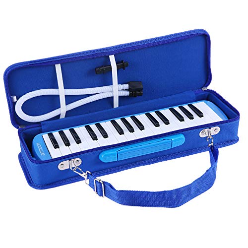 ammoon Melodica 32 Teclas con Paquete Duro Pianica Teclado de Estilo Piano Harmónica Órgano Bucal con Boquilla Paño de Limpieza Estuche para Principiantes Niños Amantes Musicales Regalo Musical