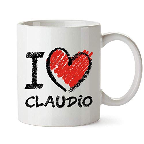 Amo la taza del estilo de la tiza de Claudio 11 onzas