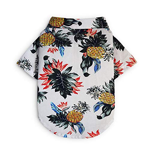 ASDFGHJKL La Ropa del Perro Mascota Cómodo Camisa De Perro De Estilo Hawaiano Costera Material Algodón Estilo del Perrito del Dogo Francés del Barro Amasado,Blanco,XS