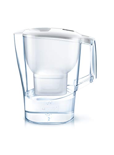 BRITA Aluna – Jarra de Agua Filtrada con 1 cartucho MAXTRA+ – Filtro de agua BRITA que reduce la cal y el cloro – Agua filtrada para un sabor excelente – Filtro de agua color blanco