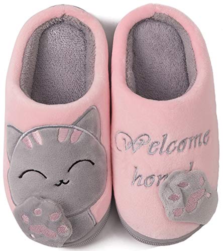 ChaxChay Zapatillas de Estar por Casa Lindo Animados para Niños Mujer Hombre Invierno Pelusa Forro Pantuflas Interior de Memoria Espuma Cómodo Caliente Zapatos de Algodón, Rosa, 27/28 EU