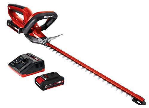 Einhell GE-CH 1846 Li Kit - Recortasetos inalámbrico 18V (longitud de corte: 460mm, longitud de la hoja: 520mm, espacio entre dientes: 15mm, incluye batería de 2.0Ah y cargador)