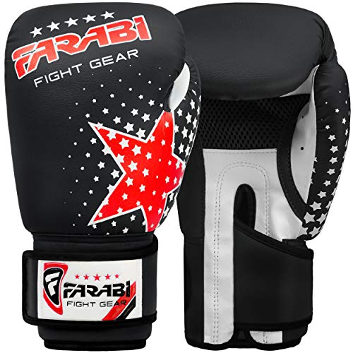 FARABI - Guantes de Boxeo para niños, MMA, Muay Thai, Color Negro