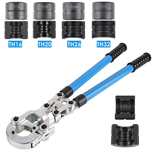 FIXKIT Alicates Prensadores de Tuberías Alicates de Crimpado para Prensar Tubos Contorno TH para Tubo PEX Tubo Compuesto con Molde 16 mm/20 mm/26 mm/32 mm