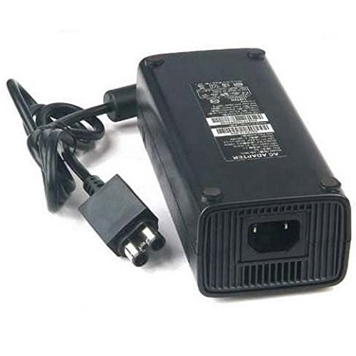 Fuente de Alimentación Adaptador CA 100-245V para X-Box 360 (Cargador de reemplazo Ideal, Fino con luz indicadora LED Enchufe de la UE) - Color: Negro