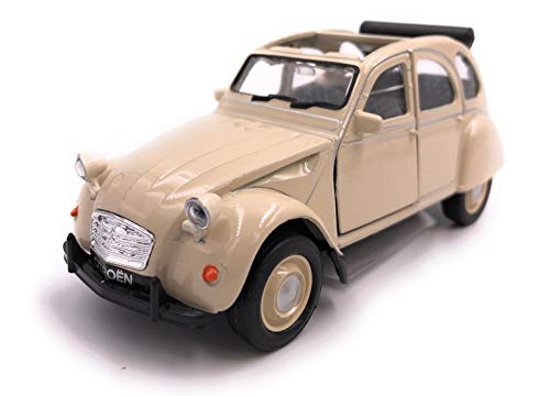 H-Customs Welly Citroën 2CV Convertible Model Car Auto Producto con Licencia 1: 34-1: 39 Beige Abierto