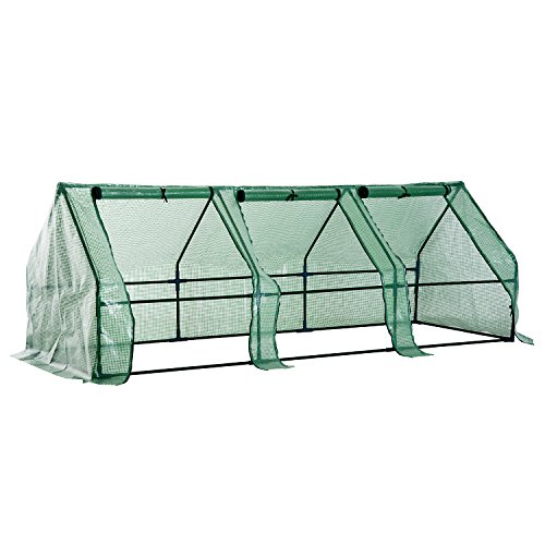 HOMCOM Outsunny Invernadero 2.7 Metros Tubo Acero 270x90x90cm Tomates Plantas Flores PE 140 g/m²