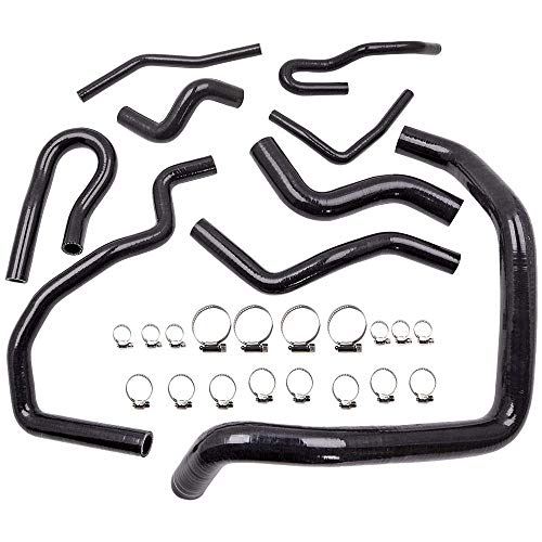 L&U 9-Piece de Silicona refrigerante del radiador Kit de la Manguera Clip para Honda Civic D15 D16 SOHC EG/EK 1992-2000,Negro