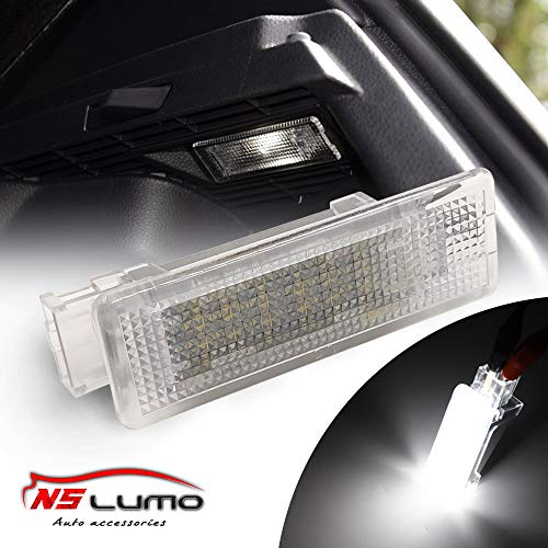 NSLUMO - Compartimento para matrícula trasera de coche (luz LED, serie V-W), color blanco