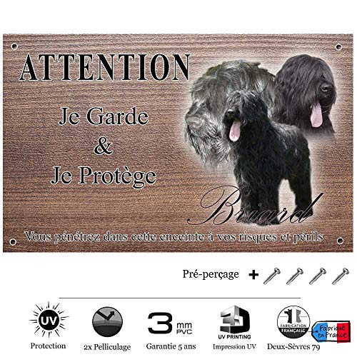 Pets-Easy-Placa para advertir de perro guardián, diseño de pastor de-brie, color negro