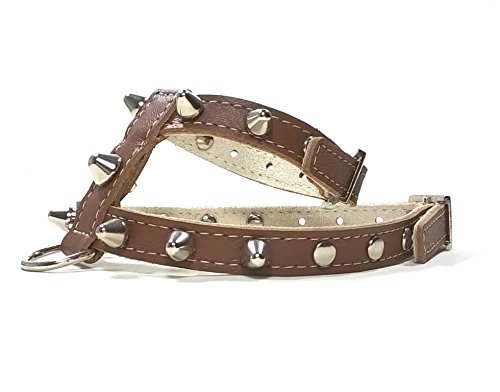 Superpipapo Original Arnés para Perros, Cuero Marrón con Pinchos, Correa y Pulsera Opcional, Piel de Calidad, Hecho a Mano en España, Pequeño, Chihuahua y Cachorro, S: Cuello 18-22 cm, Pecho 32-37 cm