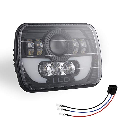 TOOGOO 300W 5X7 Led Faros Led Luz De Cabeza De Haz Sellado Lámpara con Alto Haz Bajo Led Faro para Jeep Wrangler Yj Cherokee Xj