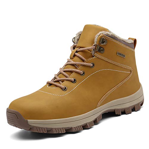 UBFEN Hombre Botas de Nieve Botas de Senderismo Invierno Impermeable Calzado Zapatos de Ocio al Aire Libre y Deportes Zapatillas Antideslizantes cálido Confortables 44 EU A/Amarillo