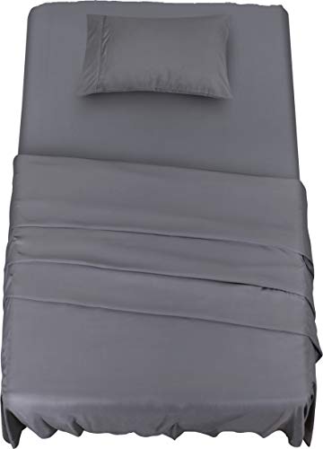 Utopia Bedding Juego Sábanas de Cama - Microfibra Cepillada - Sábanas y 1 Funda de Almohada - (Cama 90, Gris)