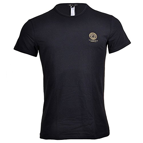 Versace Iconic - Camiseta de cuello redondo de algodón elástico Negro Negro ( X-Large