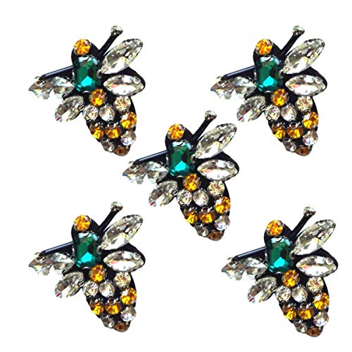 VOSAREA 5 unids Hierro En Parches de Ropa Littie Abeja Rhinestones Parches Coser Bordado Parches Apliques de Costura Parches de Reparación de Calcetines de Sandalias de Vestido