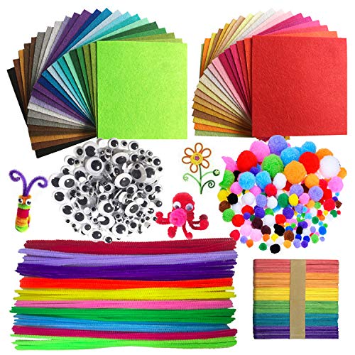 Wartoon Pipe Cleaners Crafts Set, Pipe Cheners Tallo de Pompones y Pompones con Ojos saltones para Manualidades DIY Art Supplies, 590 Piezas