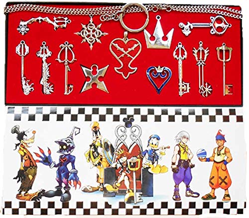 Xiemushop Juego de Llaves de Metal 13 unids Cosplay Keys Juego Keyblade Tipos Espada Arma Colgante Llaveros de Plata Conjunto de Accesorios de Vestuario