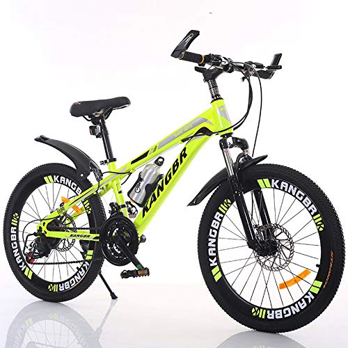 XYUJIE Bicicleta para Niños 20-22-24-26 Pulgadas De Pintura Amortiguadora Dentro De Los Frenos De Disco En Bicicleta De Montaña,Yellow-22inches