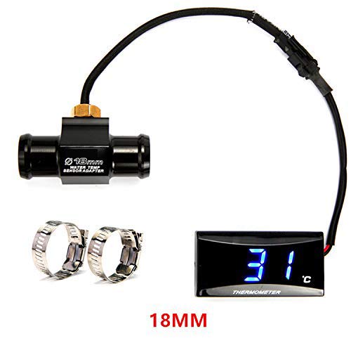 Acptxvh Termómetro De La Motocicleta De Quad Plaza Instrument Digital Higrómetro De La Humedad De La Temperatura del Termostato Sensor Medidor Pirómetro,Negro,18mm