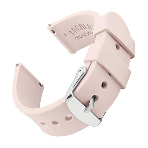 Archer Watch Straps | Repuesto de Correa Reloj de Silicona para Hombre y Mujer, Caucho Fácil de Abrochar para Relojes y Smartwatch | Rosa Palo, 18mm