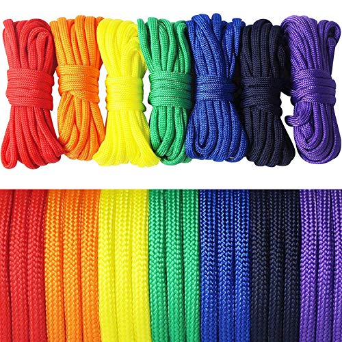 aufodara 7 Piezas Arcoiris Cuerda Paracord Set Ideal para el aire libre, camping, trenzar pulseras y Llavero