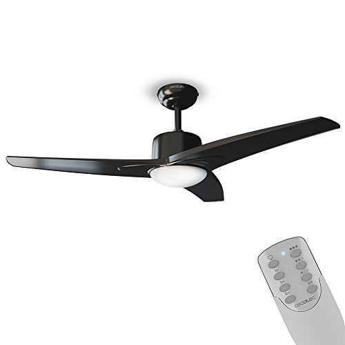 Cecotec Ventilador de Techo ForceSilence Aero 470. Mando a Distancia, 106 cm de Diámetro, 3 Aspas, 3 Velocidades, Función Invierno Negro, 55 W