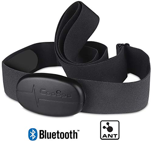 CooSpo Banda de Frecuencia Cardiaca Bluetooth 4.0 Ant+ Monitor Sensor de Frecuencia Cardíaca Compatible con Garmin Wahoo Zwift Endomodo y Otros