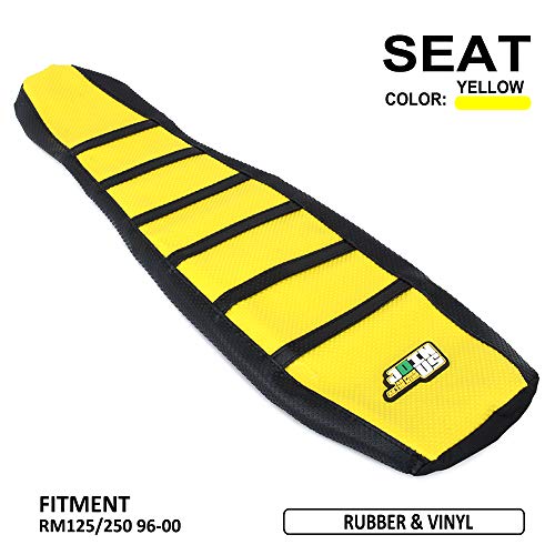 Cubierta de asiento de agarre de motocicleta Fundas de piel de goma suave para Suzuki RMZ250 RMZ 250 2010-2017 10-17 Dirt Pit Bike Off Road - Color amarillo