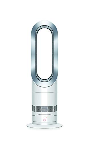 Dyson Air Multiplier AM09 Hot + Cool - Ventilador / calefactor de mesa, tecnología Jet Focus, control remoto de potencia, seguro, color blanco y plata