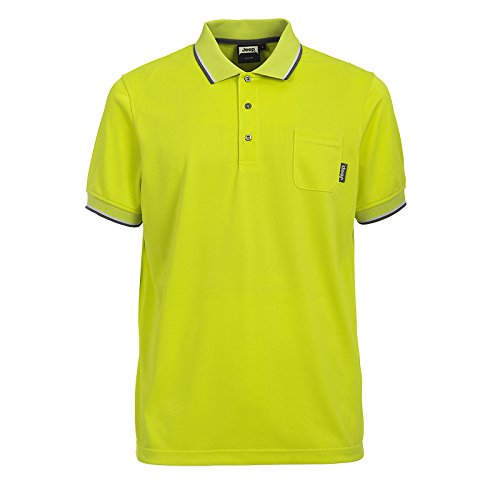 Jeep Polo Quick Dry con Bolsillo J6S para Hombre, Acid Green/Dark Grey, M