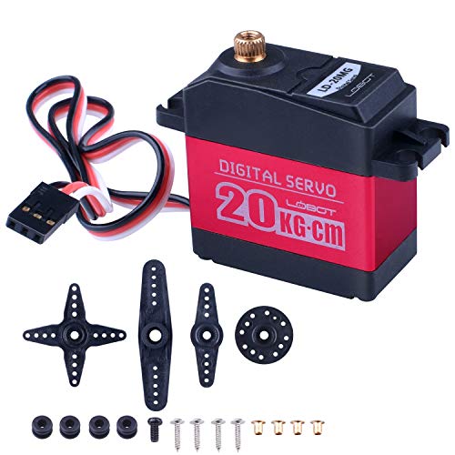 Longruner RC Servo Motor Aluminio Superior Single Axial LD 220MG 20kg Actualización de alto par 20KG Full Metal Gear Digital Baja para coches con accesorios LQY14