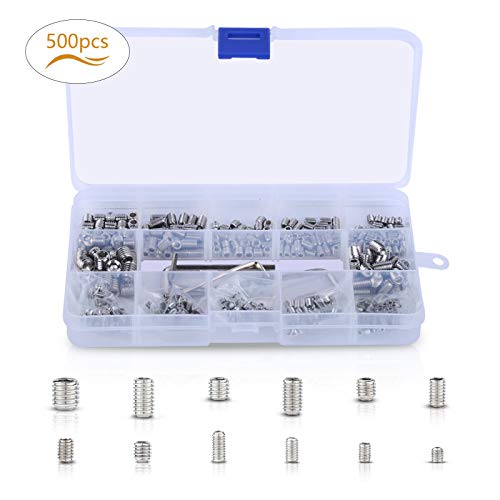 Matogle 500pcs Tornillos Prisioneros de Acero Inoxidable Juego de Tornillos Prisioneros de Varios Tamaños M3 M4 M5 M6 M8 con Llaves Hexagonales M1.5 M2 M2.5 M3 M4 Accesorios Profesionales de Tornillo