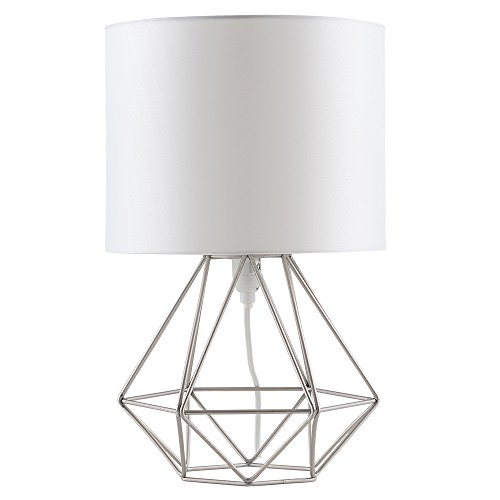 MiniSun - Moderna Lámpara de Mesa Blanca – Innovadora Base de Estilo Jaula - Pantalla Blanca- Iluminación Interior