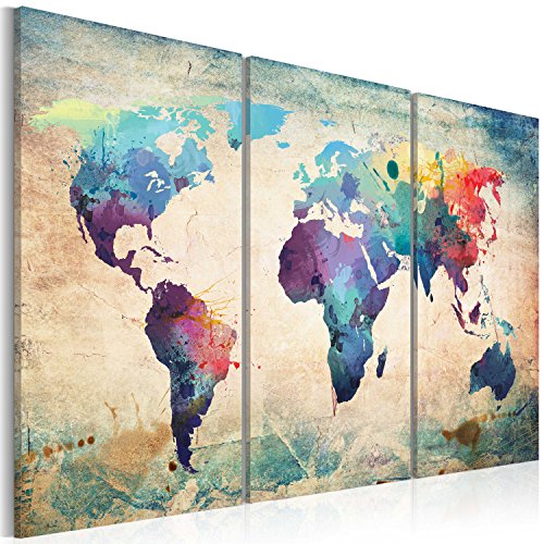 murando - Cuadro en Lienzo 120x80 - Impresión de 3 Piezas Material Tejido no Tejido Impresión Artística Imagen Gráfica Decoracion de Pared Mapa del Mundi 020113-47