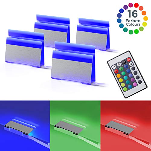 Pinzas iluminacion para superficies, Pack de 4, Luz de multicolores LED, incl. Mando a distancia