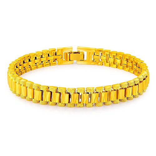 Purmy Bracelet Des Femmes Plaqué Or Bracelet Pour Les Filles Classique Regarder Chaîne Design Or 0.8CMx19CM