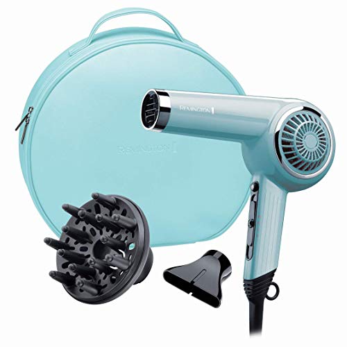 Remington D4110OB - Secador de pelo, 3 temperaturas y 2 velocidades, concentrador, difusor, maletín retro, 2000 W, color azul