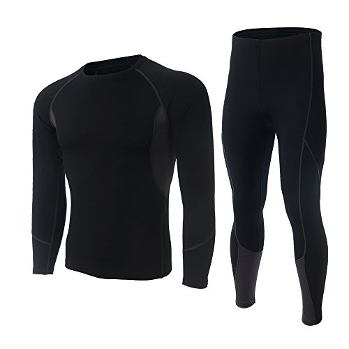 SKYSPER Ropa Interior Termal Camiseta Térmica Hombres Manga Larga Pantalones Largos para esquí, Montaña, Ciclismo,Fitness